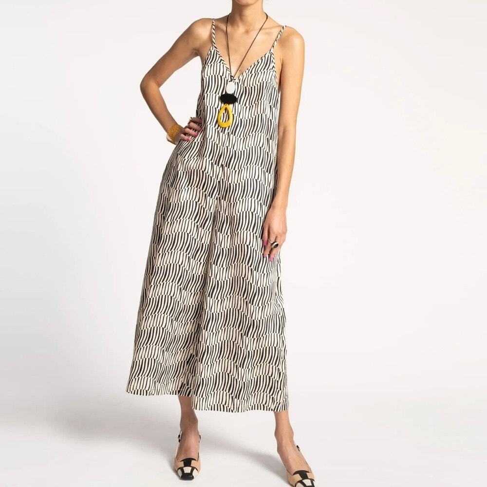 Frances Valentine Cheree Cropped Jumpsuit - Black and White Print - Size XS